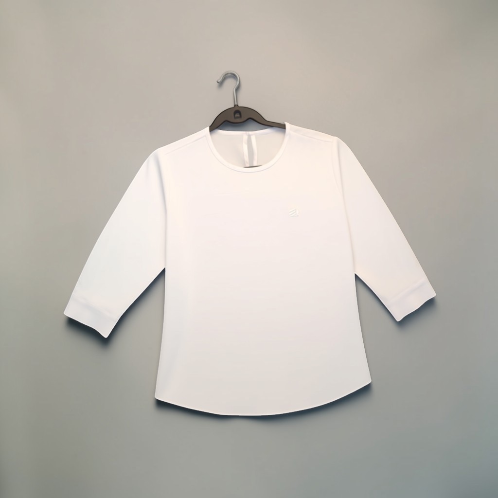 Blusa Mujer - Blusa Blanca Cuello Redondo