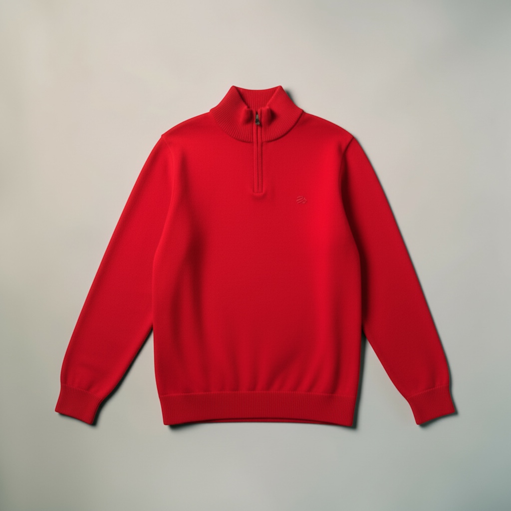 Sueter Hombre - Sueter Hombre Rojo Medio Cierre